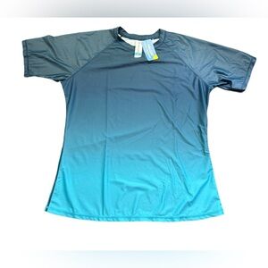HALCURT mens ombre teal sun protection dry easy UPF50+ short sleeve shirt 2X NWT